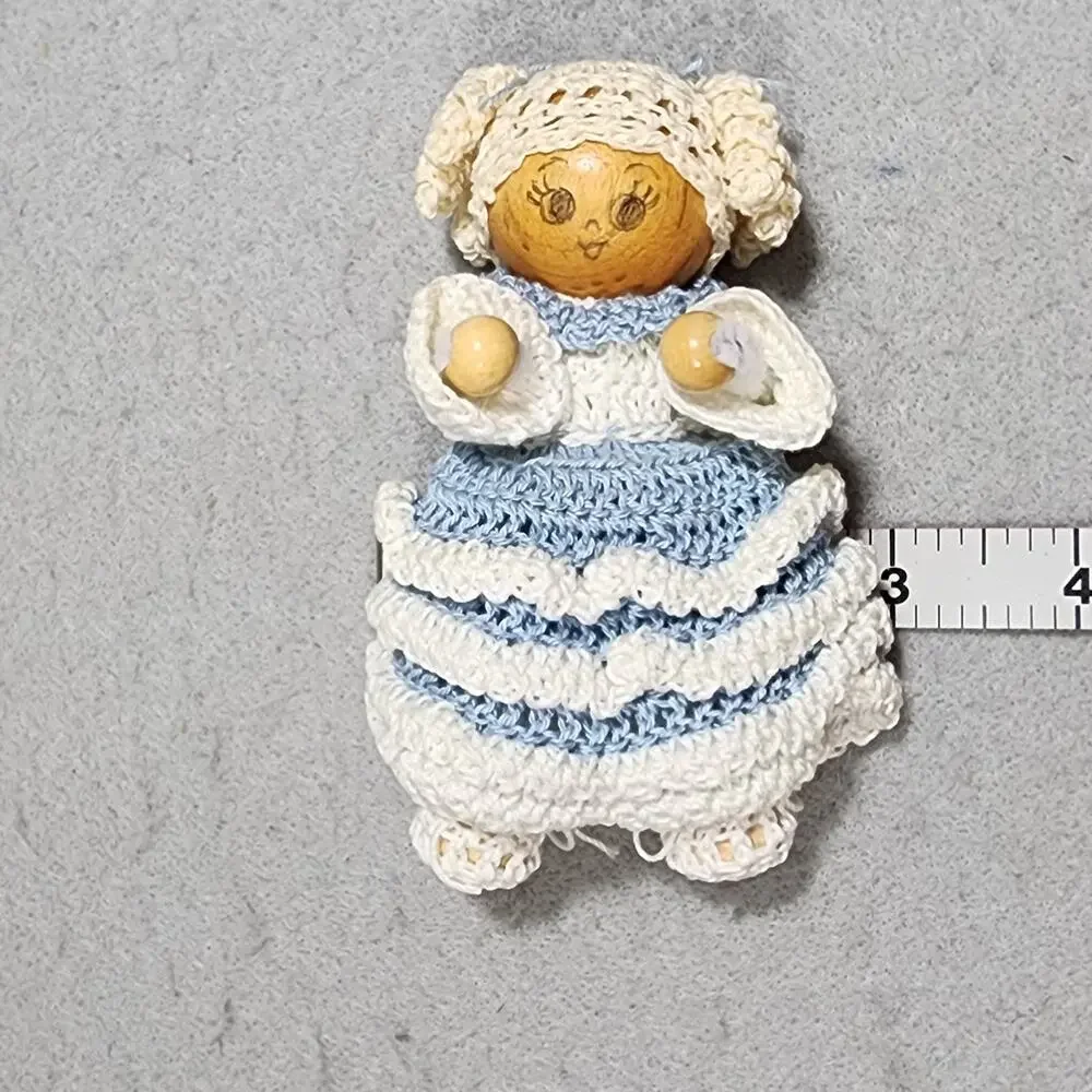 Vintage Handmade Crafted Crocheted Doll 4.5